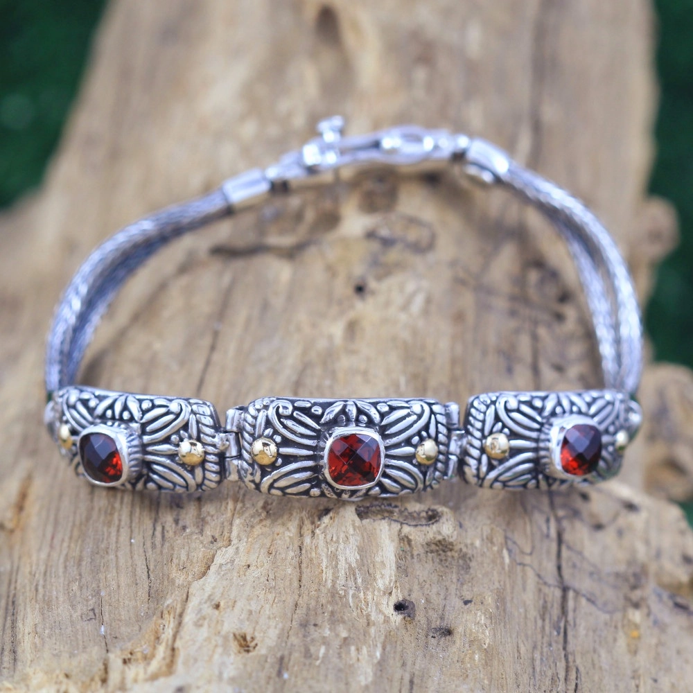 Gelang Perak 925 Ukiran Bali Permata Asli B281