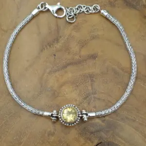 Gelang Perak 925 Rantai Tulang Naga Permata Citrine B574 - Gambar 3
