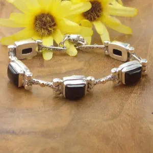 Gelang Perak Bali Wanita Black Onyx Asli B669 - Gambar 5