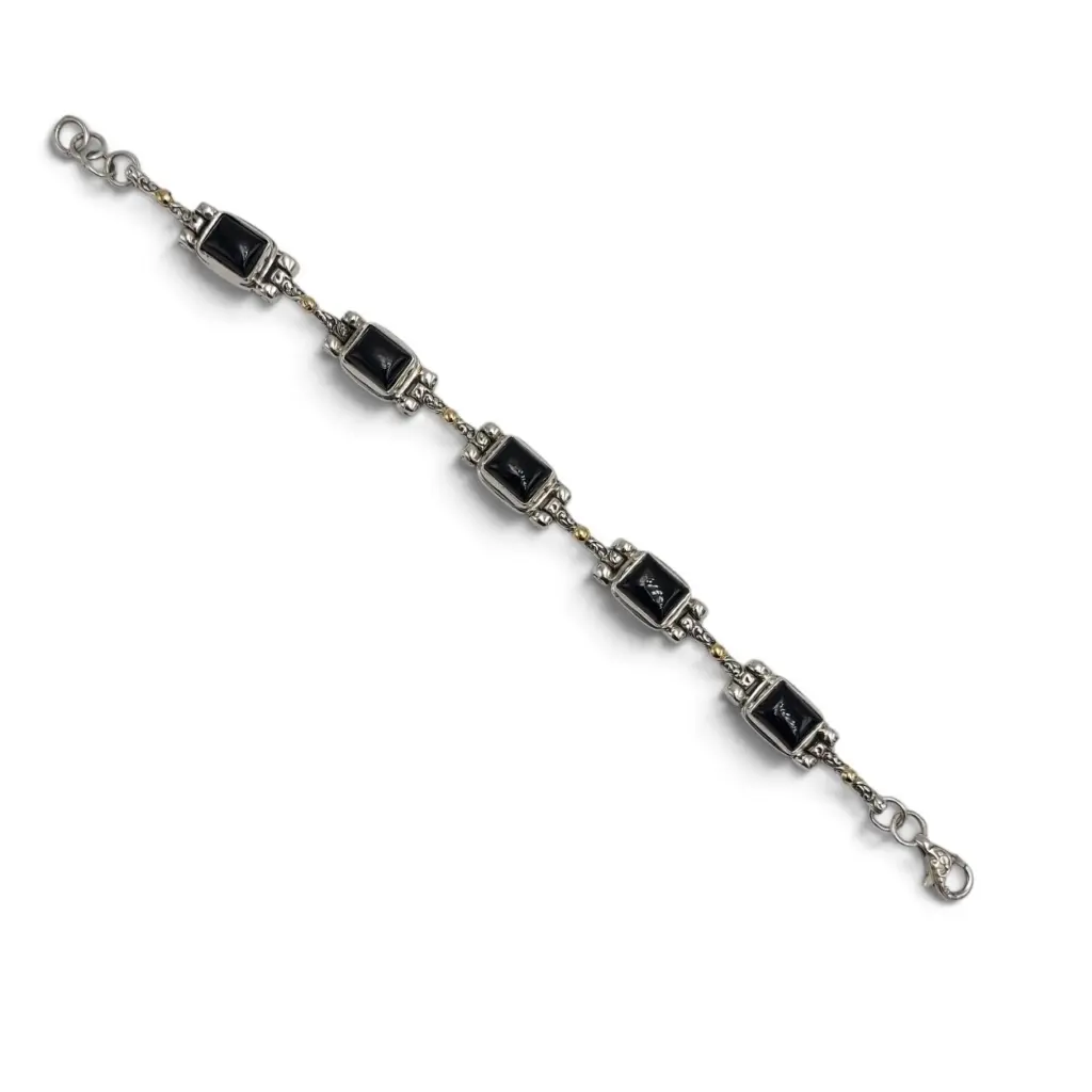 Gelang Perak Bali Wanita Black Onyx Asli B669