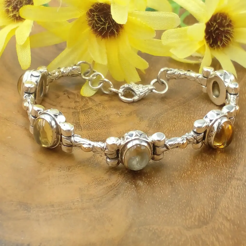 Gelang Perak 925 Permata Citrine Asli B670CTR