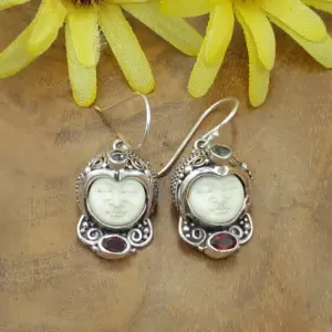Anting Perak Ukir Bali Permata (Topeng) E1700 - Gambar 2