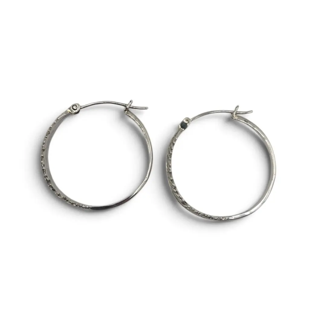Anting Hoop Perak Asli Motif Daun Palma E1963