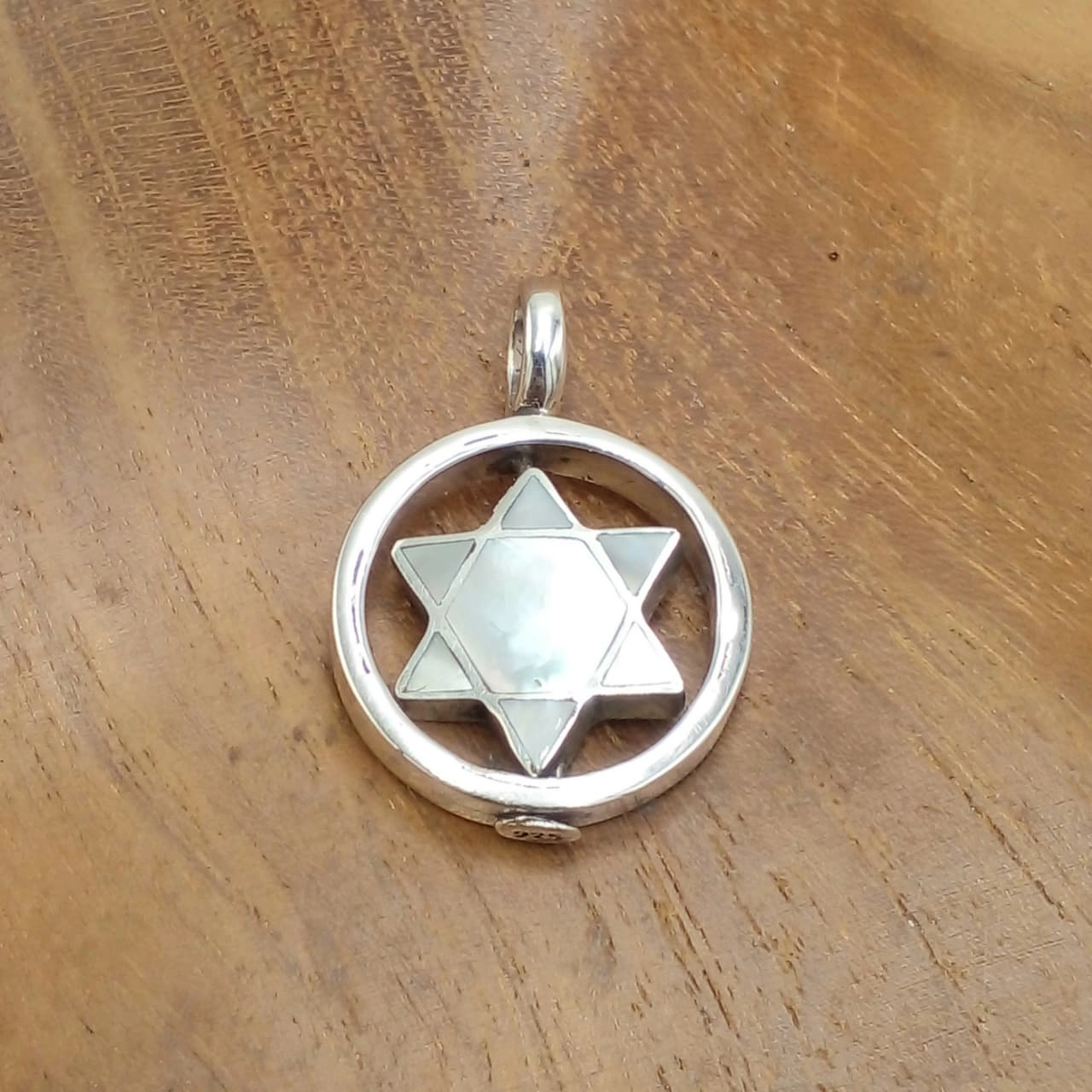 Liontin Bintang Daud Perak 925 Kombinasi Kerang Asli (Spinning Pendant) L597 - Gambar 3