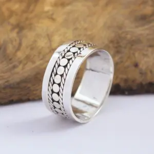 Cincin Perak 925 Asli Bali (Band Ring) R438 - Gambar 2