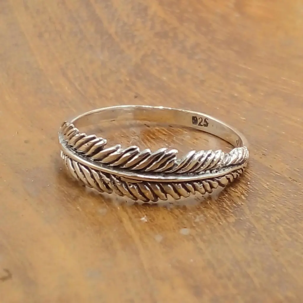 Cincin Perak 925 Motif Daun Palma R803
