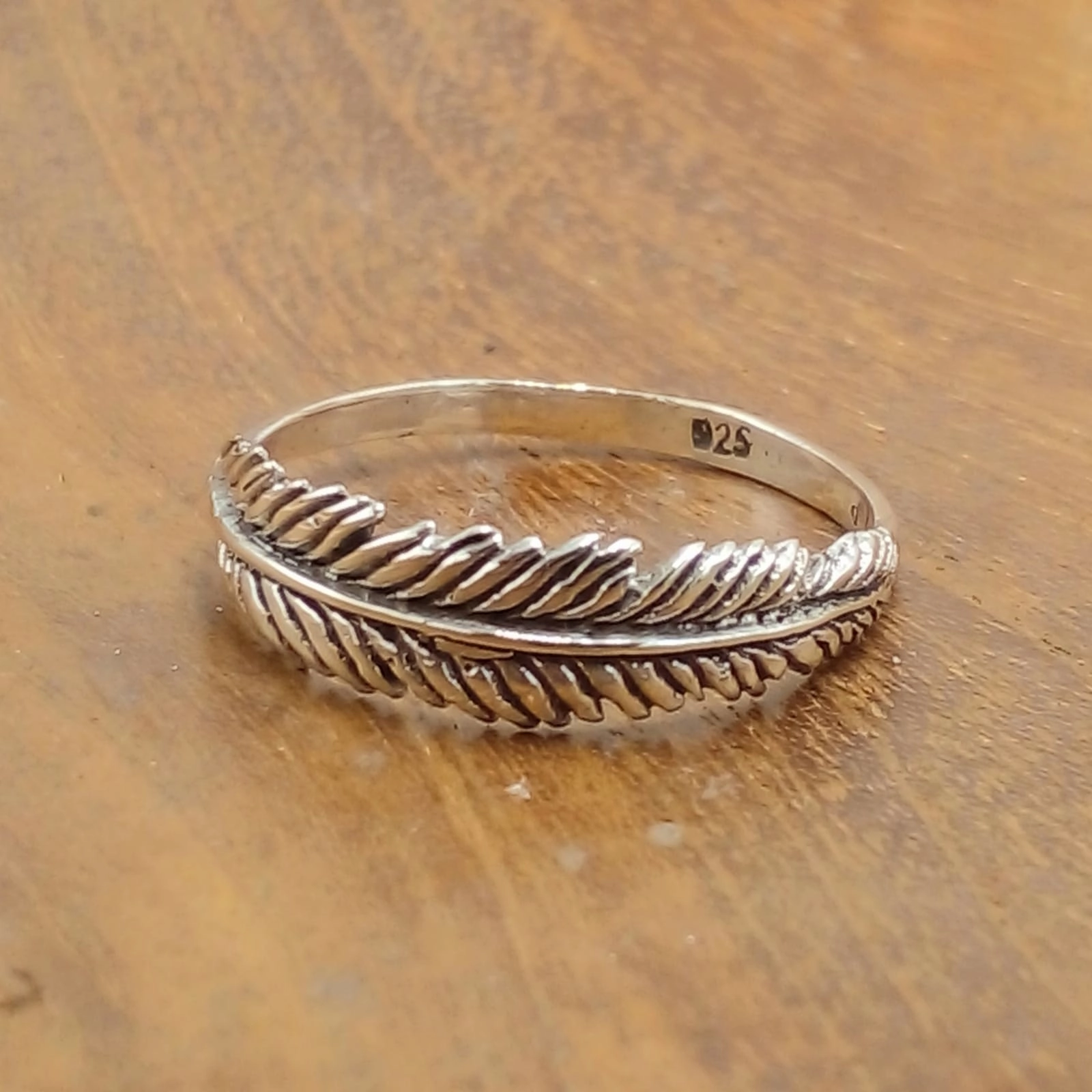 Cincin Perak 925 Motif Daun Palma R803 - Gambar 2